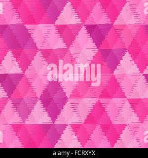 Boho style pink triangles seamless vector border. Hand drawn pattern ...