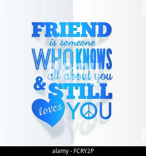 Typography paper design with quote about friendship Stock Vector