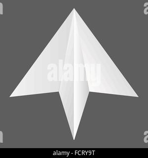 vector illustration of origami paper airplane on gray background Stock Vector