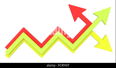 Arrows graphs move in different directions. Stock Photo