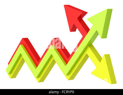 Arrows graphs move in different directions. Stock Photo