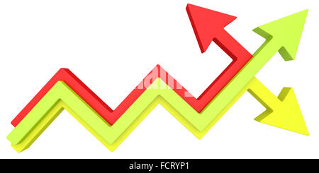 Colored arrows moving in different directions Stock Photo