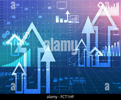 abstract background with charts and information icons. Stock Photo