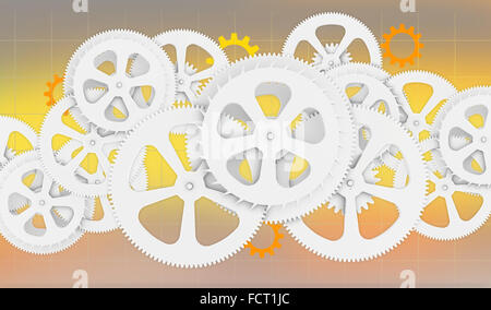 set of gear in abstract illustration on a red background Stock Photo