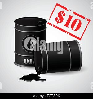 Oil Barrel Illustration Price  10 dollars Stock Vector