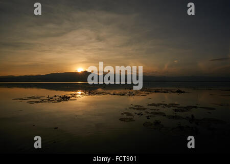 Lake Phayao, north Thailand,  The largest man made lake in Thailand. Stock Photo