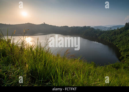 Crater lake Chema, Near of the Rubirizi, Uganda, Africa. Stock Photo