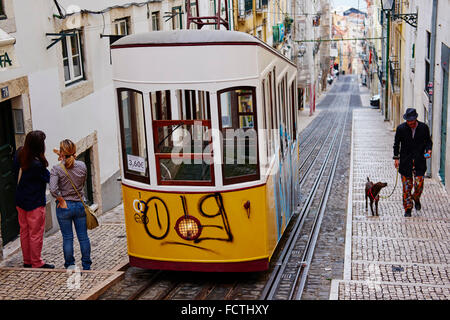 Portugal Lisbon Bica funicular in Bairro Alto area Stock Photo