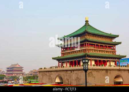 China, Shaanxi province, Xian, Bell Tower,  dating from 14th century rebuilt by the Qing in 1739 Stock Photo