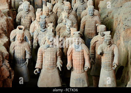 China, Shaanxi province, Xian, Lintong site, Detail of some of the six thousand statues in the Army of Terracotta Warriors, 2000 Stock Photo