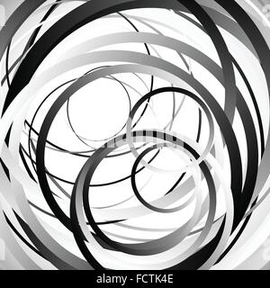 Random intersecting circles, rings. Abstract monochrome, grayscale vector element. Stock Vector