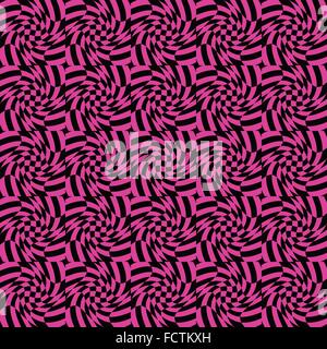 Colorful abstract background with twirl, rotation effect. Mosaic of distorted, deformed checkered pattern. Seamlessly repeatable Stock Vector