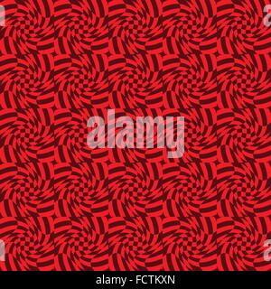 Colorful abstract background with twirl, rotation effect. Mosaic of distorted, deformed checkered pattern. Seamlessly repeatable Stock Vector