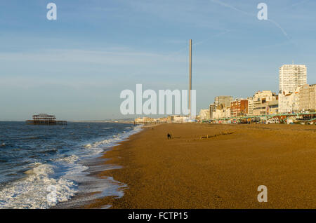Brighton, UK. 25th January 2016. UK Weather. Clear blue skies and mild weather in Brighton, East Sussex, this morning after a foggy weekend. Temperatures have reached 11 degrees Celsius before 10am. Credit:  Francesca Moore/Alamy Live News Stock Photo