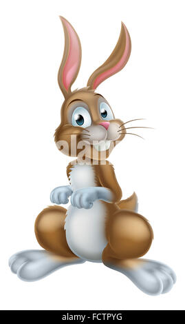 A brown cartoon Easter bunny rabbit mascot Stock Photo