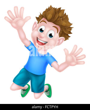 A happy cartoon boy kid jumping for joy Stock Photo - Alamy