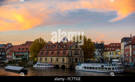 Little Venice (Klein Venedig) Bamberg at sunset Stock Photo
