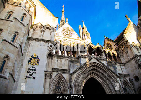 The Royal Courts of Justice in Fleet Street, Strand, London. The building accommodates the High Court and the Court of Appeal. Stock Photo