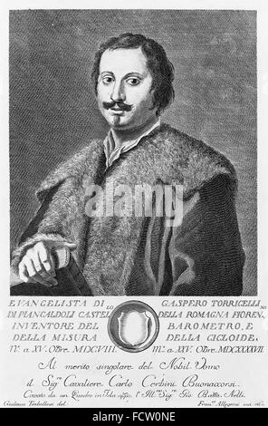 EVANGELISTA TORRICELLI (1608-1647) Italian mathematician and physicist. Engraving based on a painting made about 1647 Stock Photo