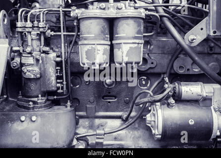 Colored background of an old oily weathered engine Stock Photo
