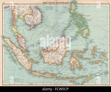 EAST INDIAN ARCHIPELAGO: Dutch East Indies Malaya Philippines Indochina 1924 map Stock Photo