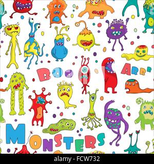 Monster seamless pattern. Stock Vector