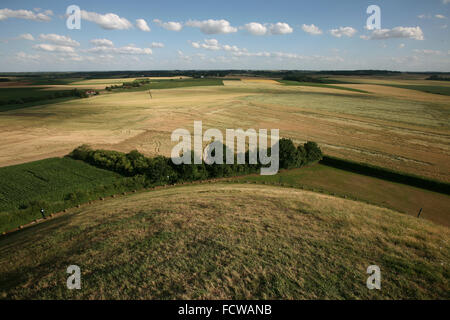Battlefield of the Battle of Waterloo (1815) near Brussels, Belgium, pictured from the top of the Lion's Mound. Stock Photo