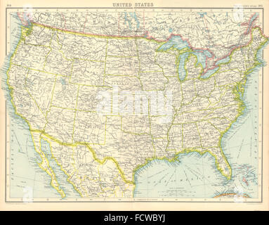 USA: United States general map. BARTHOLOMEW, 1924 Stock Photo