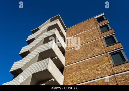 Exterior staircase on modern block of flats in central Bristol. Stock Photo