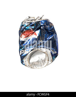A crushed can of Pepsi Stock Photo