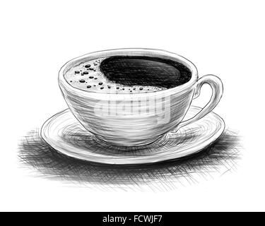 hand-drawn sketch of coffee on a white background Stock Photo