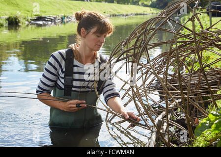 The artist Laura Ellen Bacon working at Hall Place, Bexley,UK. Stock Photo
