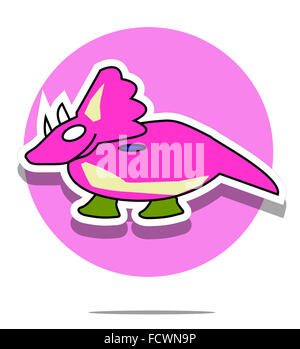 Illustration of a dinosaur with pink circle background Stock Photo