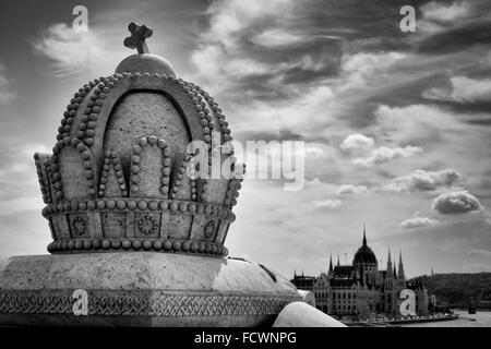 Hungarian Parliament Building seen from the Margit bridge Stock Photo