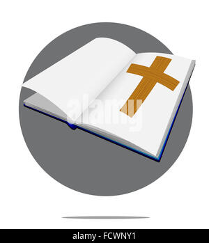 Church logo. Open Bible, cross and fire Stock Vector Image & Art - Alamy