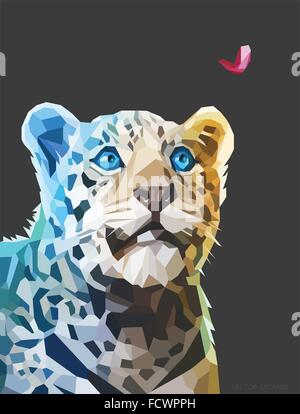 Low poly portrait of a leopard. Vector eps 10 Stock Vector