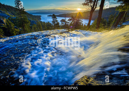 Eagle Falls at sunrise, Lake Tahoe Stock Photo