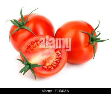 Fresh ripe red tomatoes isolated on white background. Stock Photo