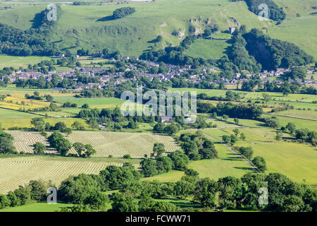 Looking across Hope Valley with Castleton in the distance, Derbyshire, Peak District, England, UK Stock Photo