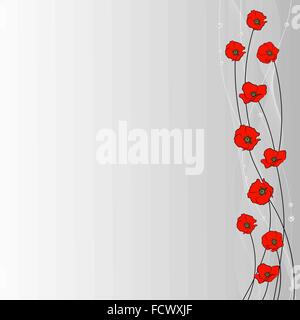 Arrangement of poppy flowers, veil and pearls on gray background for use in your design Stock Vector