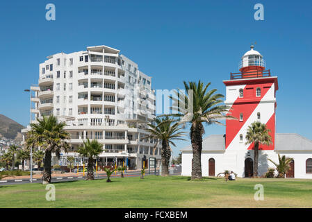Green Point Lighthouse & South Seas Studio Penthouse, Mouille Point, Cape Town, Western Cape Province, Republic of South Africa Stock Photo
