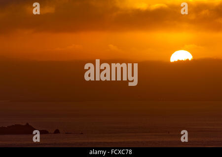 Sunset over Oakland as seen from San Francisco, California Stock Photo