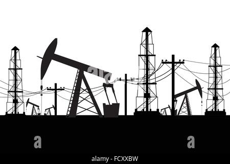 Silhouette of oil derrick Stock Vector