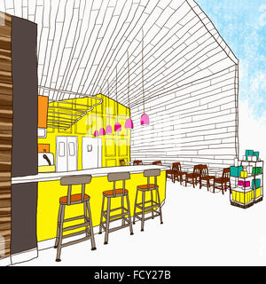 Sketch illustration representing cafe and bar Stock Photo