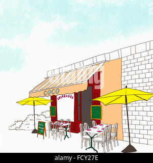 Sketch illustration representing outdoor cafe and restaurant Stock Photo