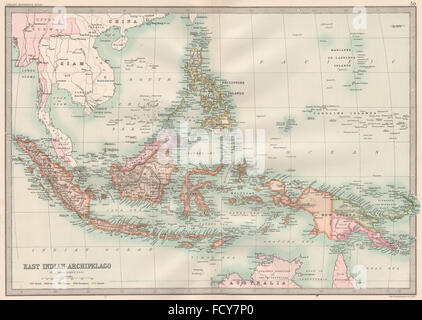 INDIES: Dutch East Indies Philippines New Guinea Bismarck Archipelago, 1890 map Stock Photo