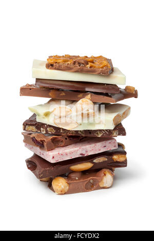 Variety of swiss chocolate on white background Stock Photo