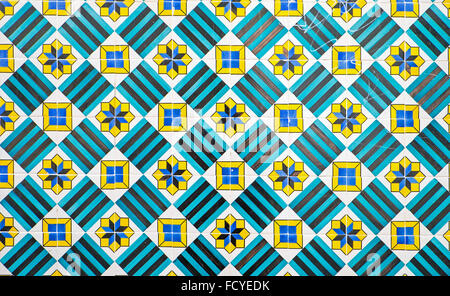 Background from some green decorative portuguese tiles Stock Photo