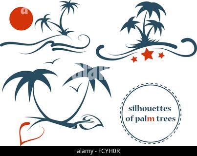 silhouettes of palm trees Stock Vector