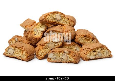 Heap of fresh baked cantuccini on white background Stock Photo